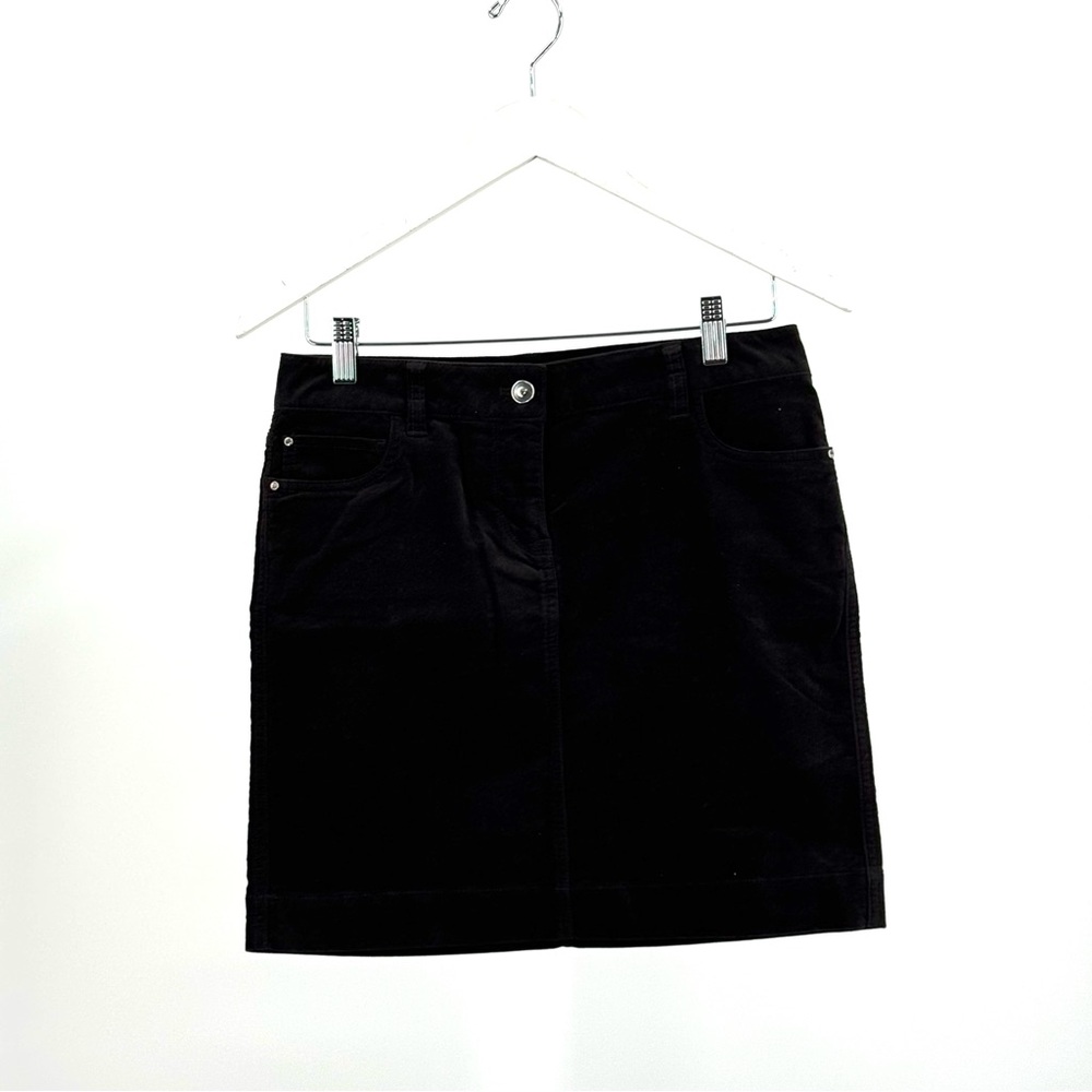 White House Black Market Velvet Black Mini Skirt with Rhinestone Detail Sz 2 NWT